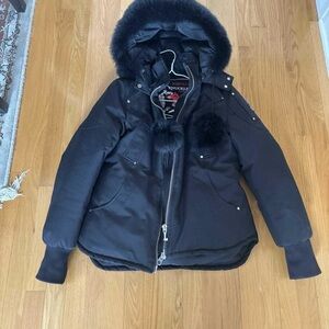 Moose Knuckles Black Fur-Trimmed Ski Jacket